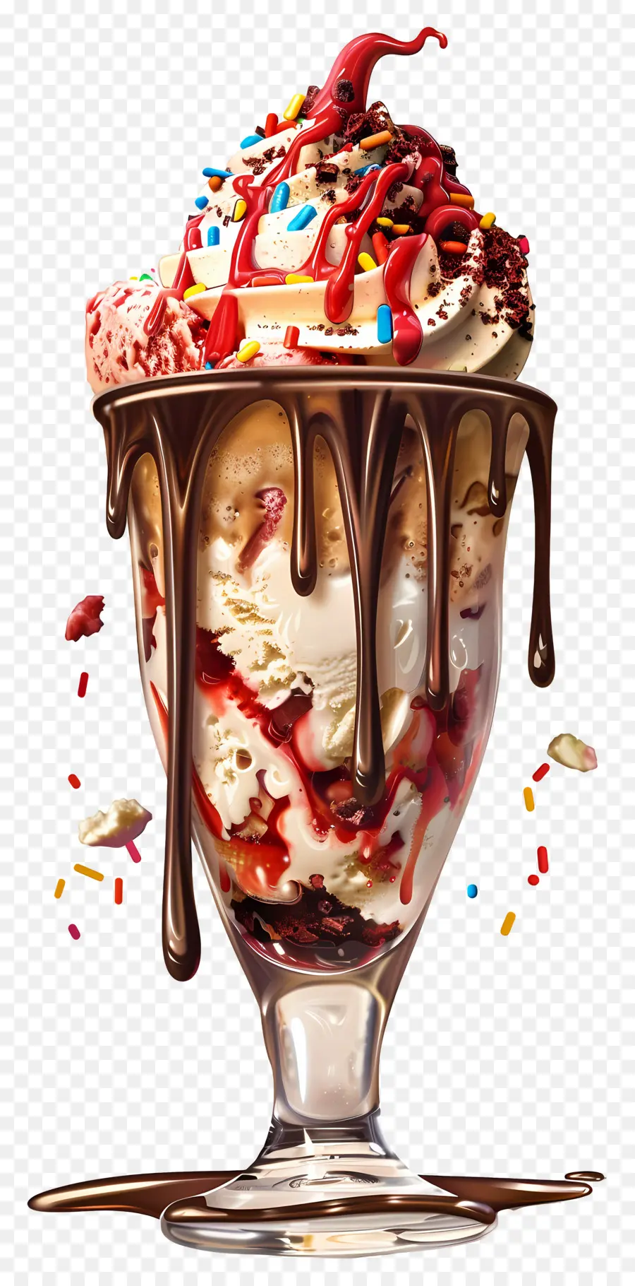 Es Krim Sundae，Stroberi Sundae PNG