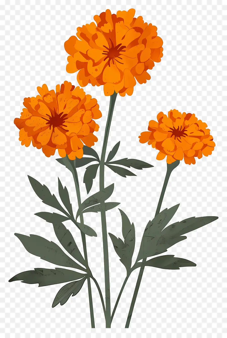 Bunga Marigold，Bunga Oranye PNG