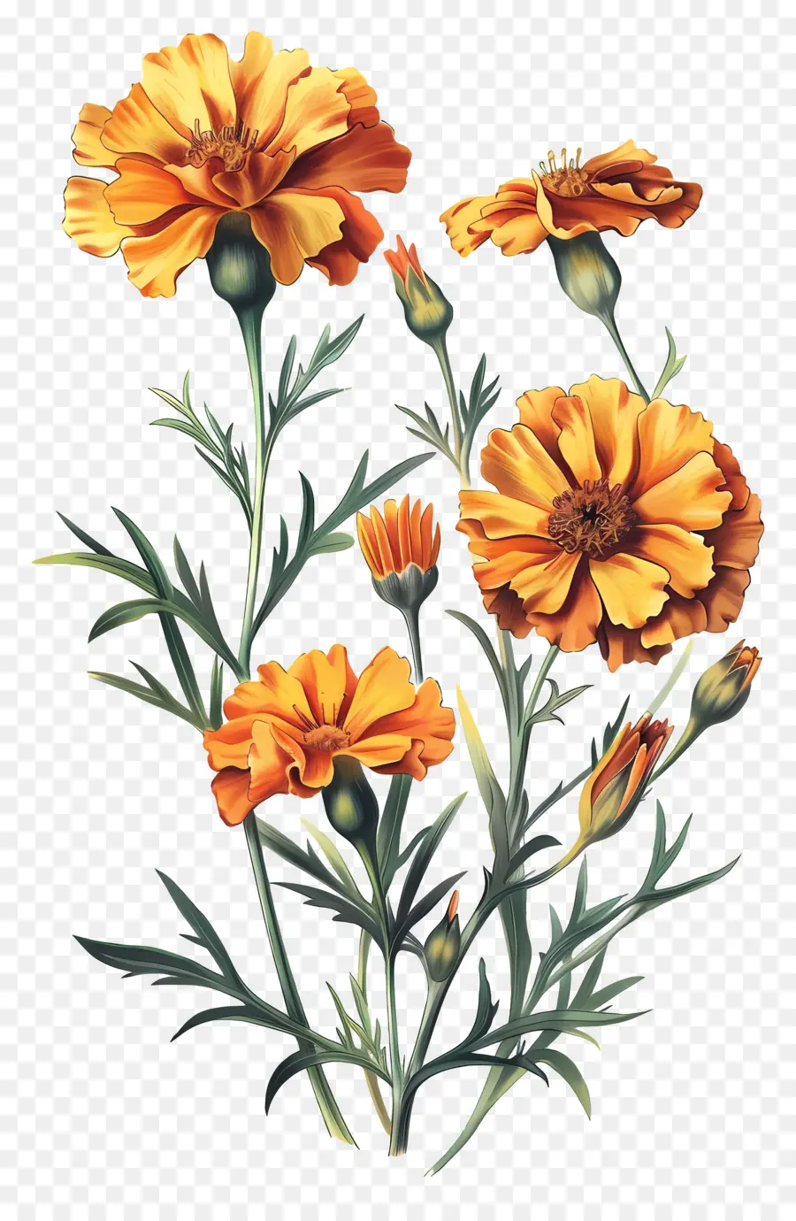 Bunga Marigold，Mekar PNG