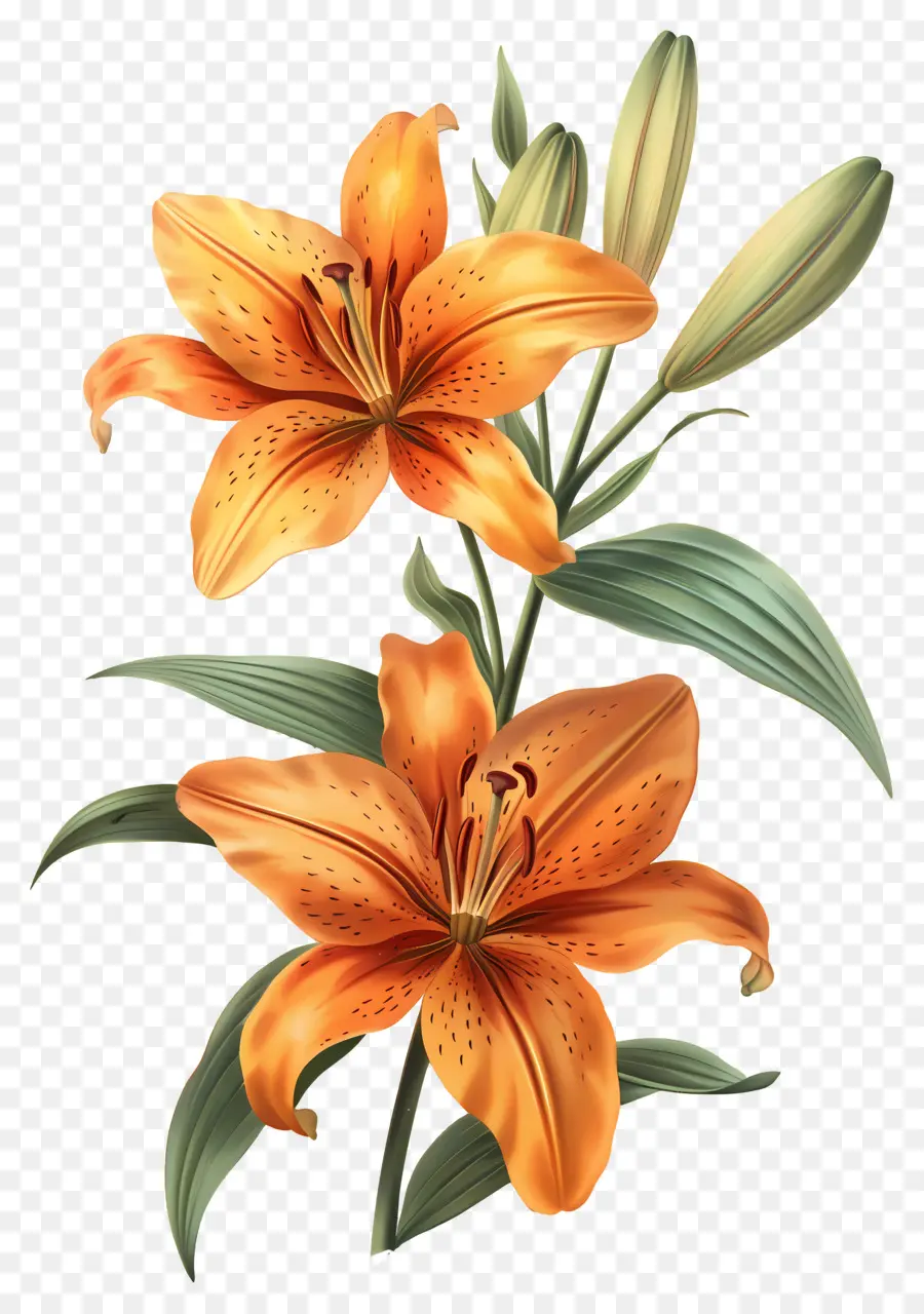 Bunga Lily，Bunga Lili Oranye PNG