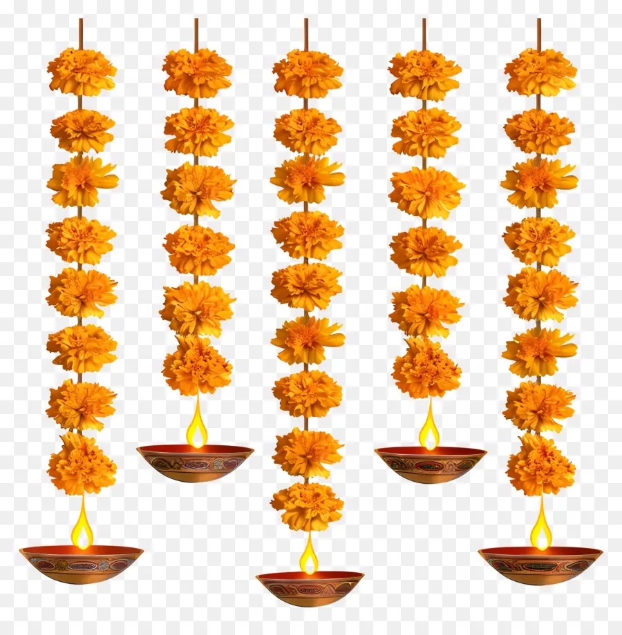 Karangan Bunga Marigold Diwali，Karangan Bunga Marigold PNG