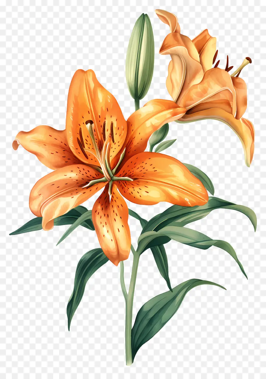 Bunga Lily，Bunga Lili Oranye PNG