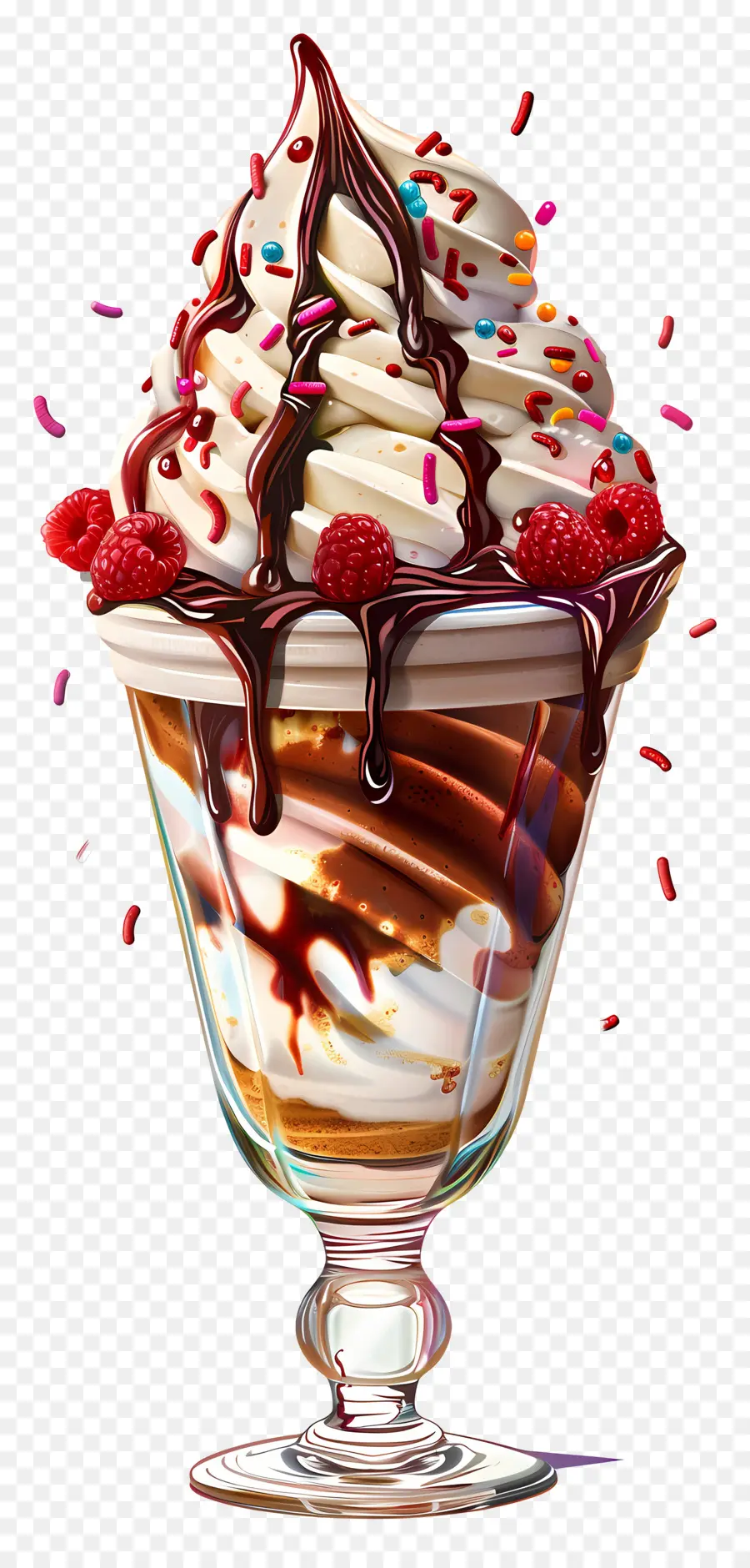 Es Krim Sundae，Sundae Coklat PNG