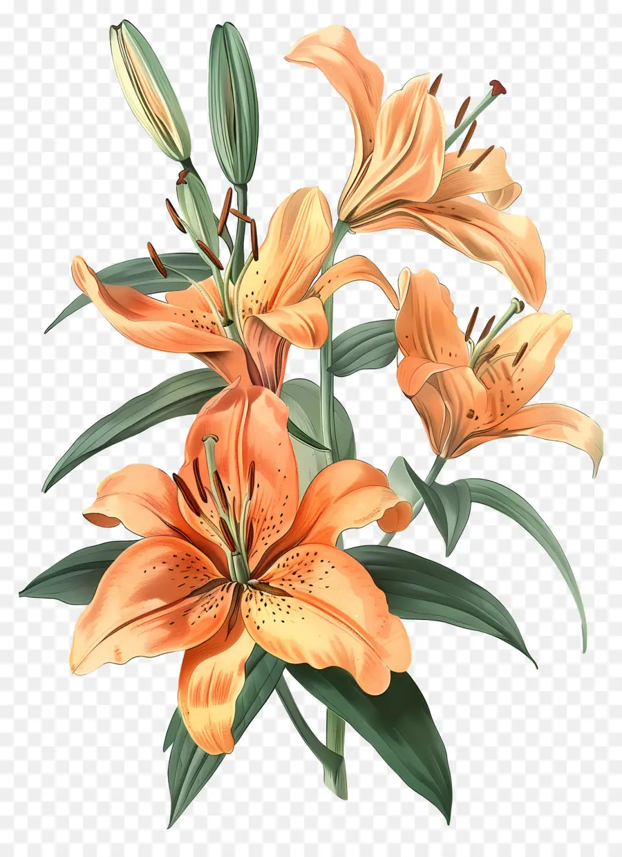 Bunga Lily，Bunga Lili Oranye PNG