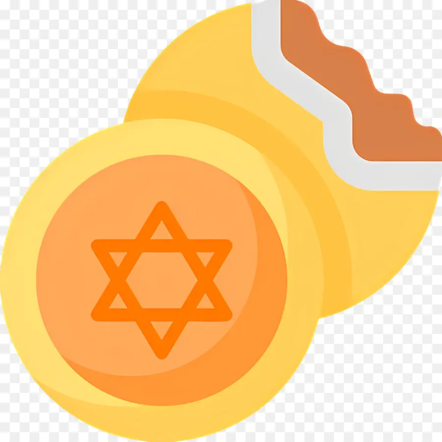 Hanukkah Gelt，Bintang David Coin Dengan Bite PNG