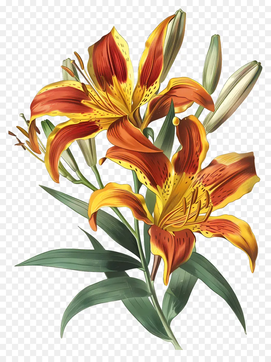 Bunga Lily，Bunga Lili Oranye PNG