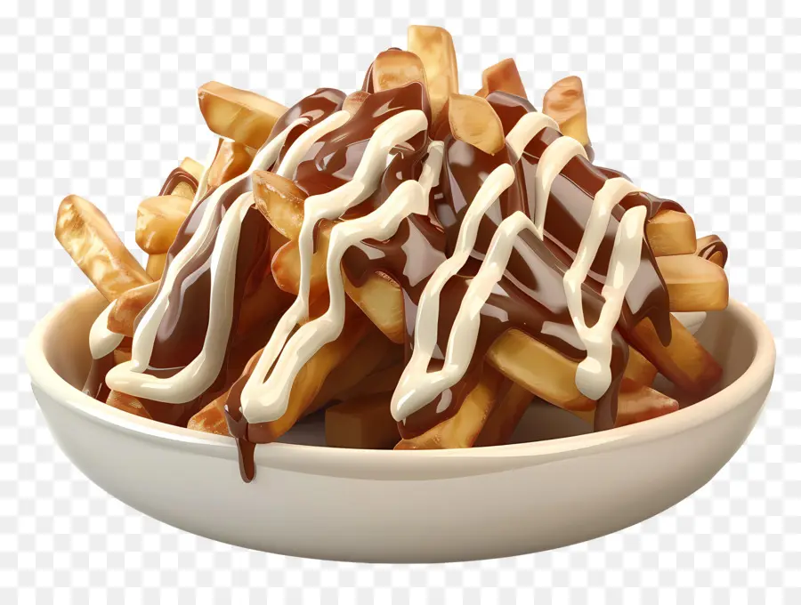 Poutine，Kentang Goreng Dengan Coklat Dan Krim PNG