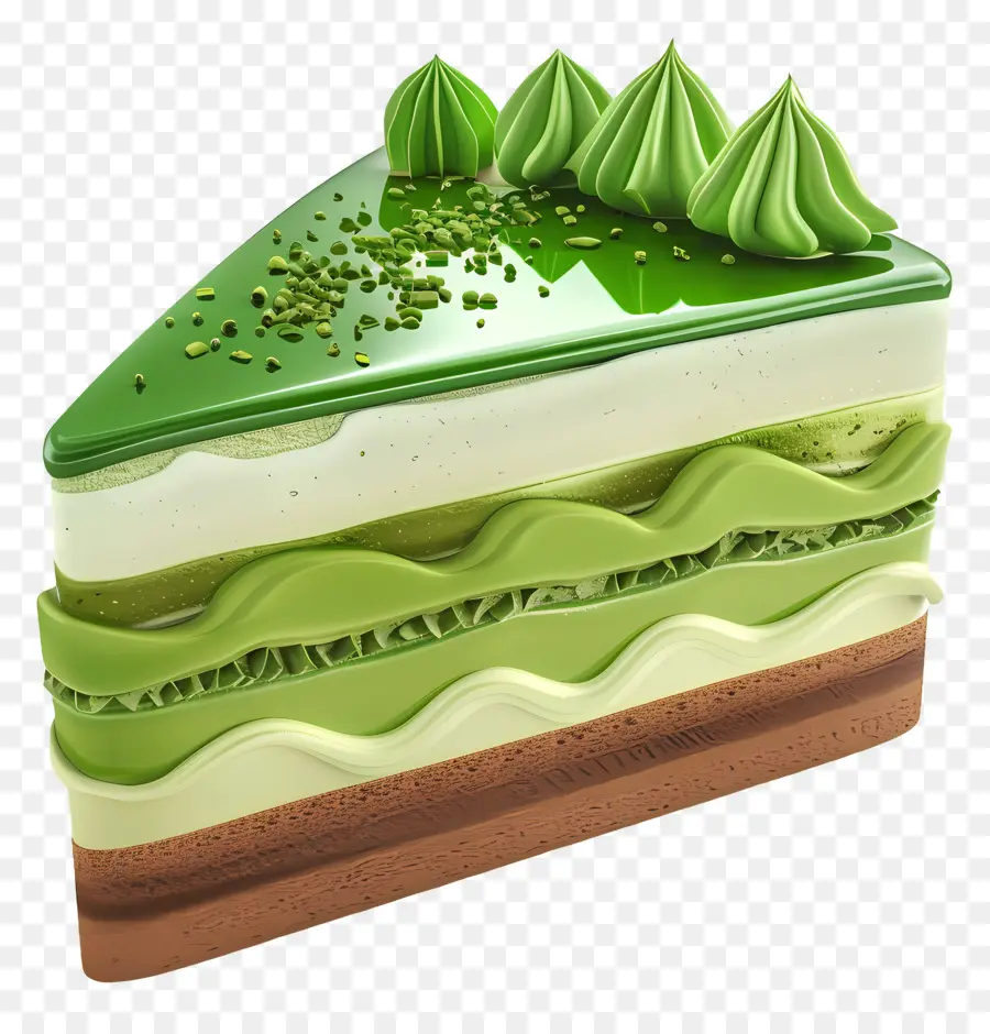 Kue 3d，Irisan Kue Hijau PNG