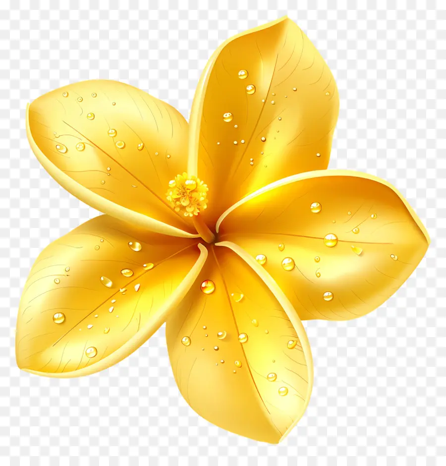 Bunga Plumeria，Bunga Kuning Dengan Tetesan Air PNG