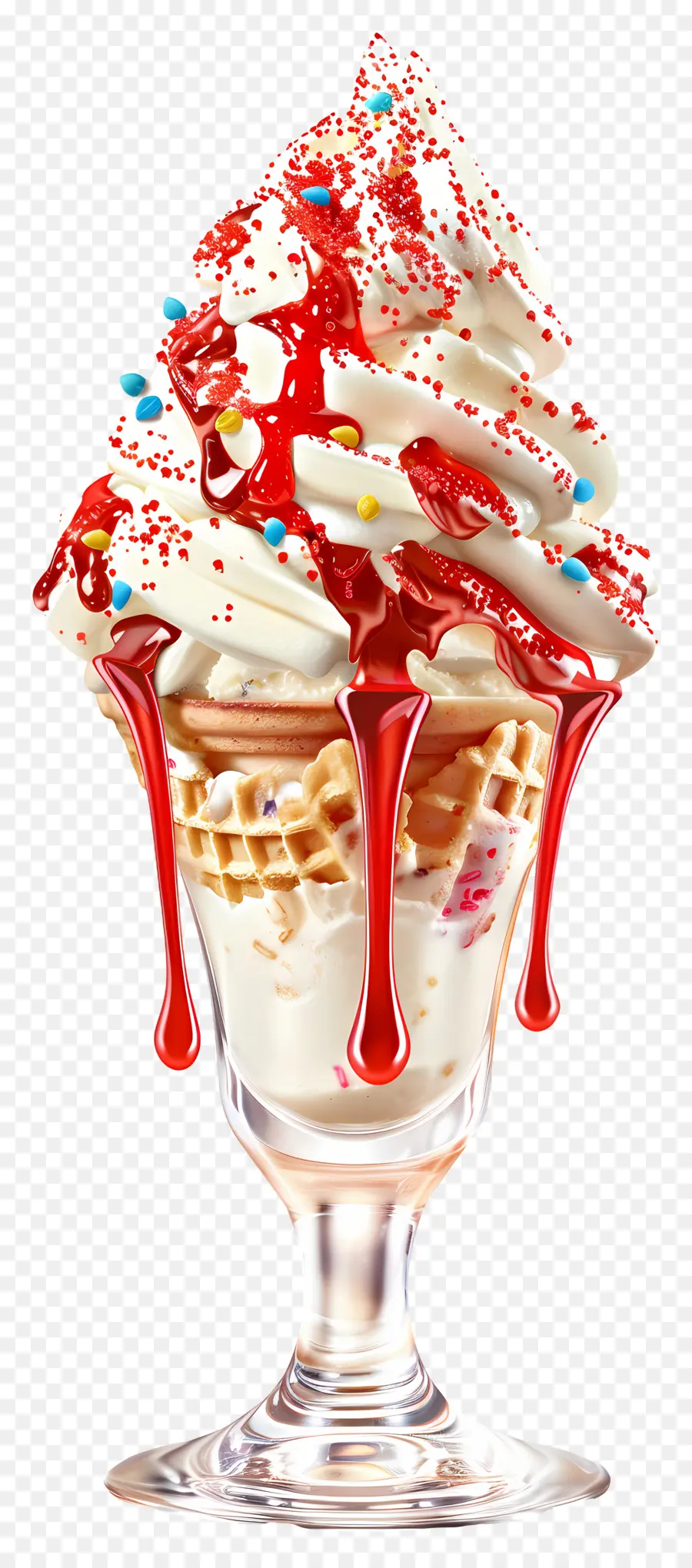 Es Krim Sundae，Stroberi Sundae PNG