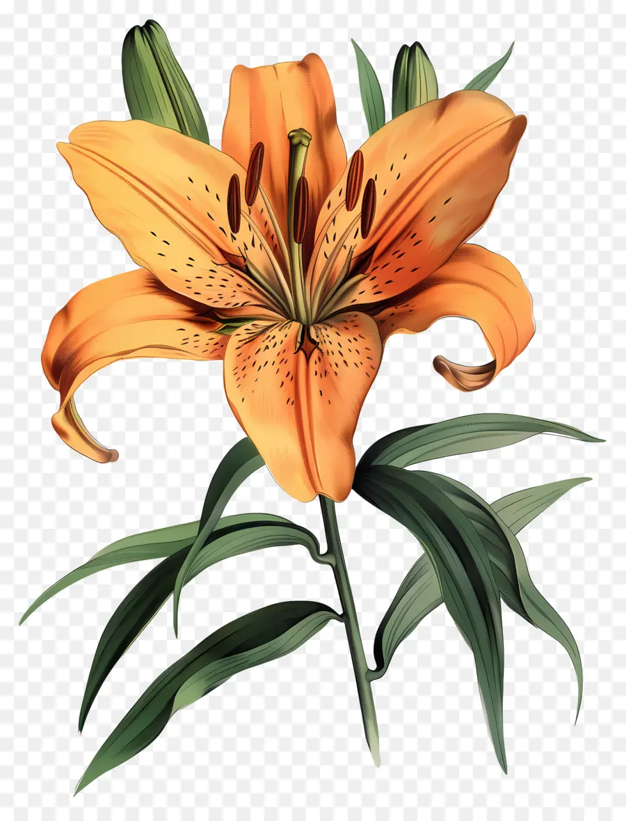 Bunga Lily，Bunga Lili Oranye PNG