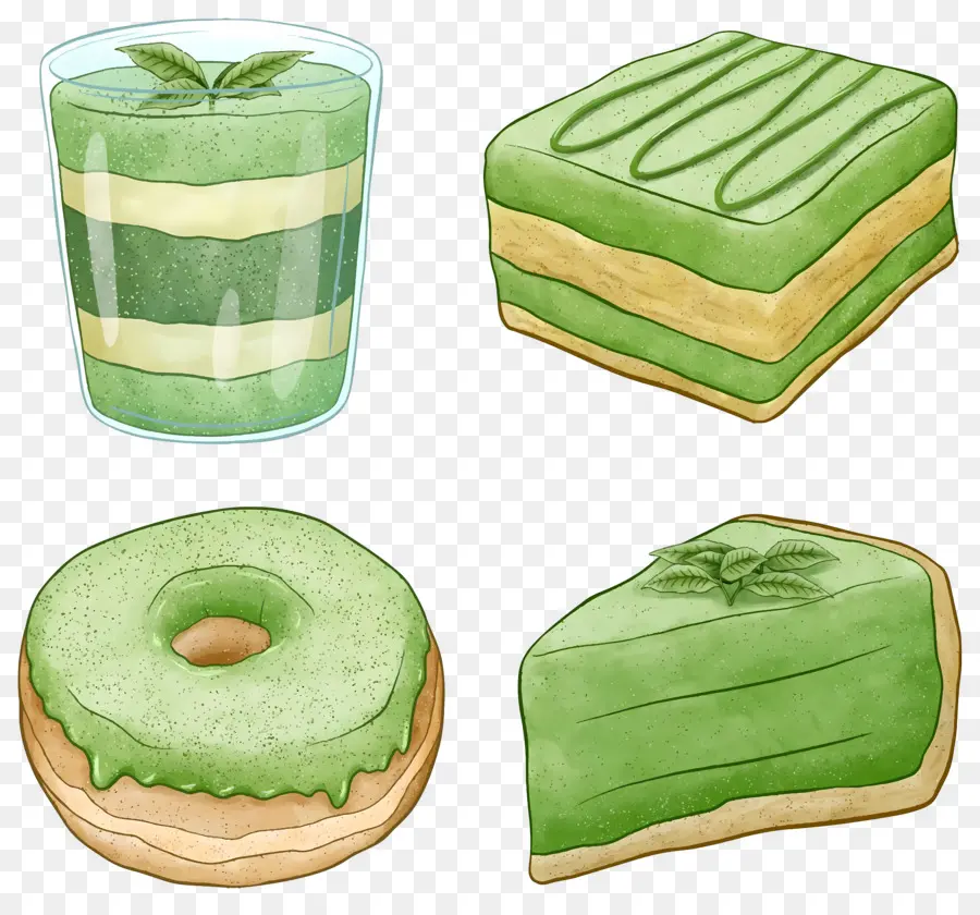 Makanan Penutup Matcha，Kue Hijau PNG