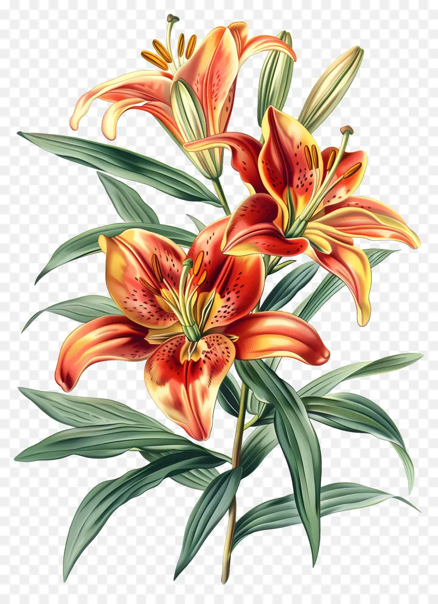 Bunga Lily，Bunga Lili Oranye PNG