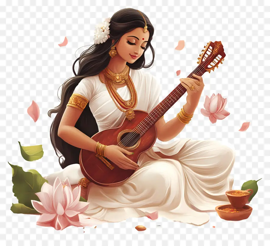 Saraswati，Wanita Bermain Gitar PNG