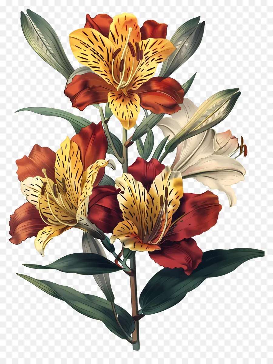 Bunga Lily，Bunga Oranye PNG