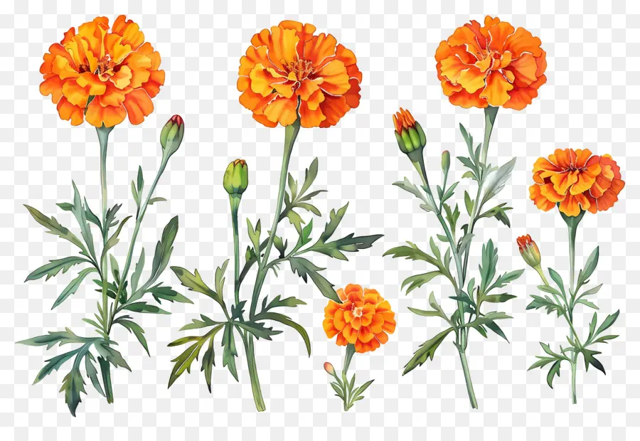 Bunga Marigold，Marigold Oranye PNG