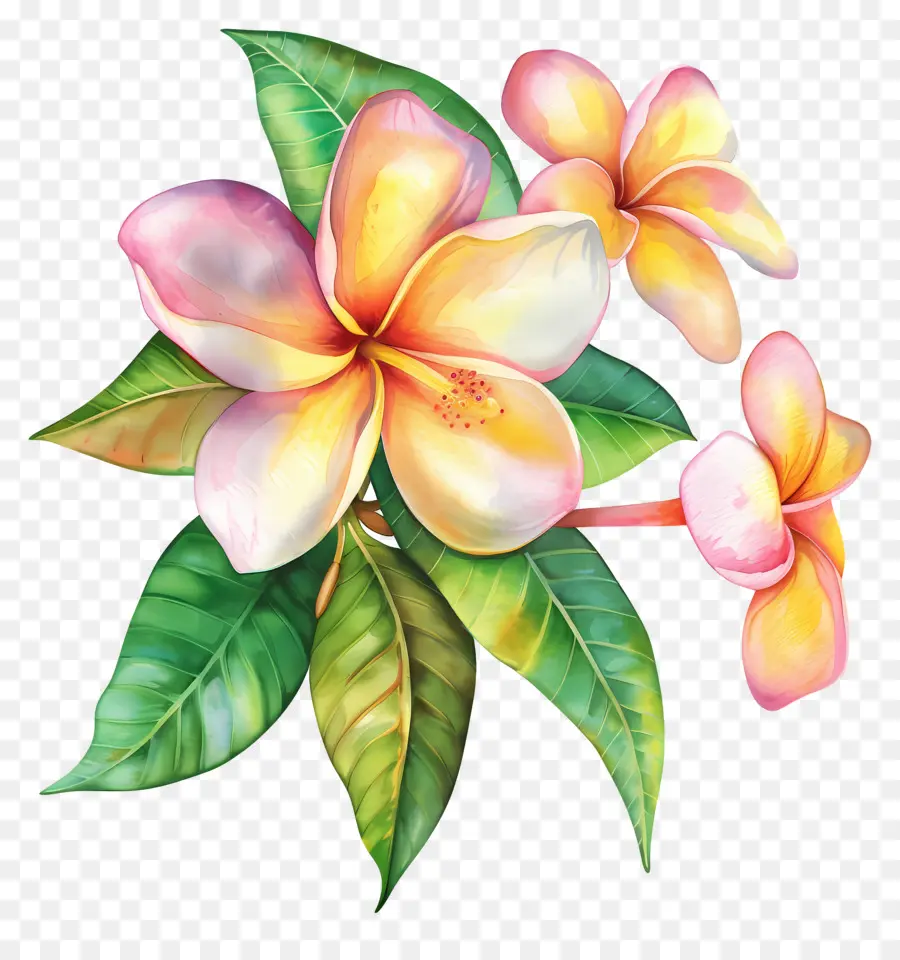 Bunga Plumeria，Daun Daun PNG