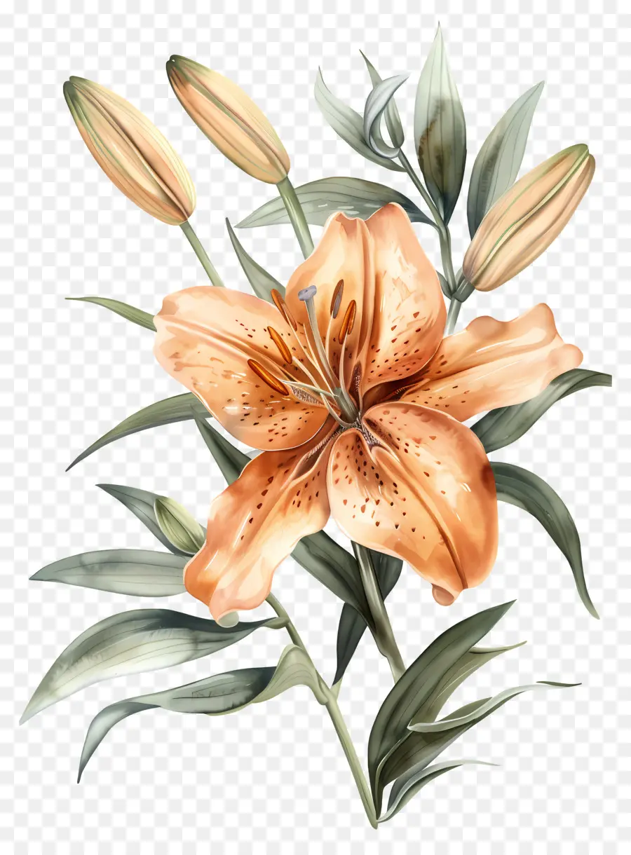 Bunga Lily，Bunga Lili Oranye PNG