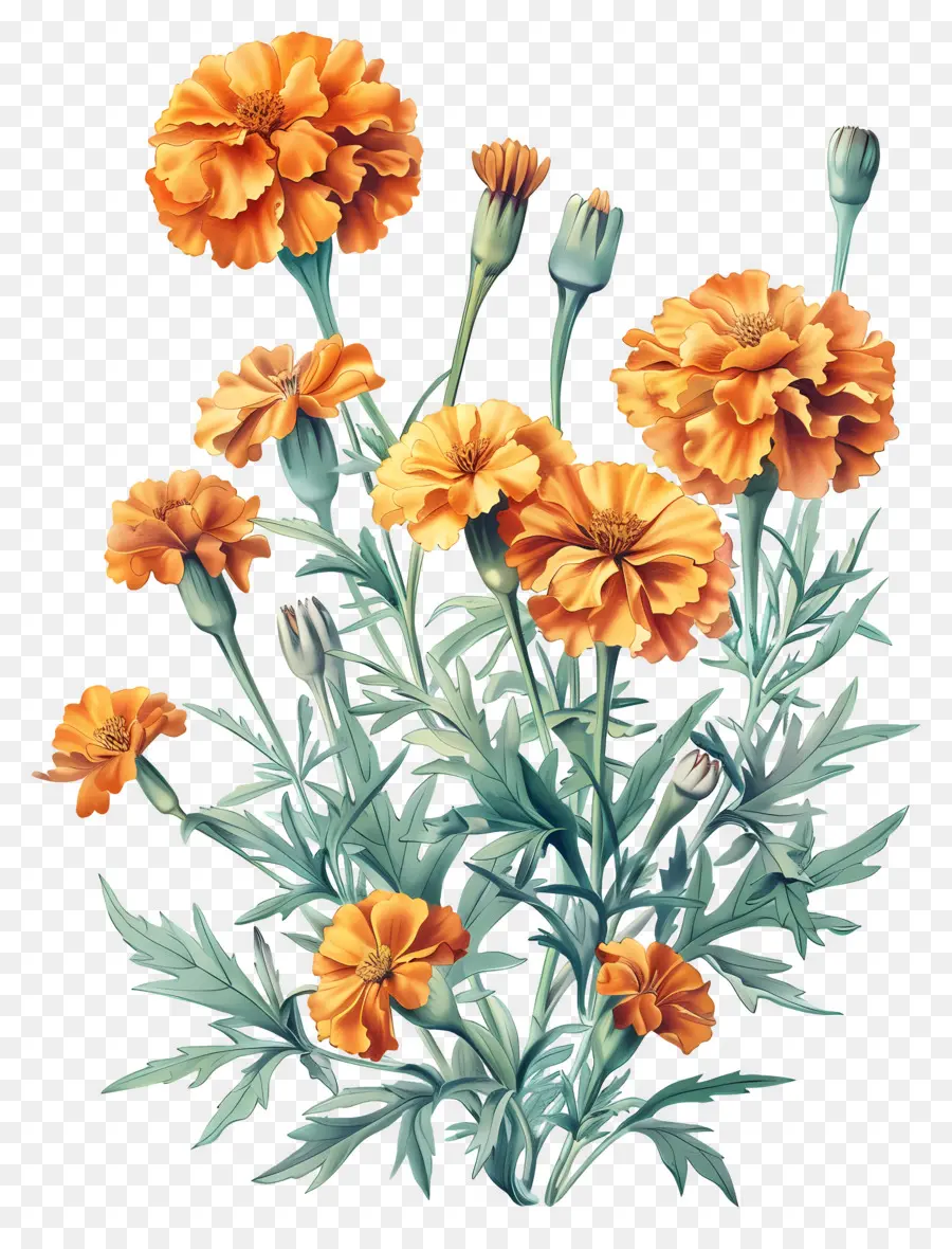 Bunga Marigold，Mekar PNG