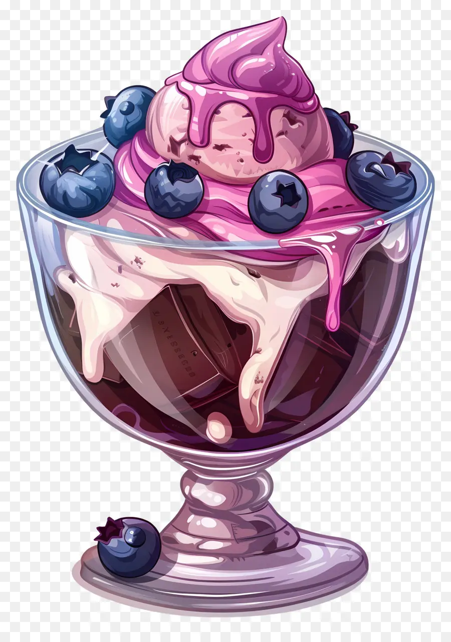 Es Krim Sundae，Blueberry Sundae PNG