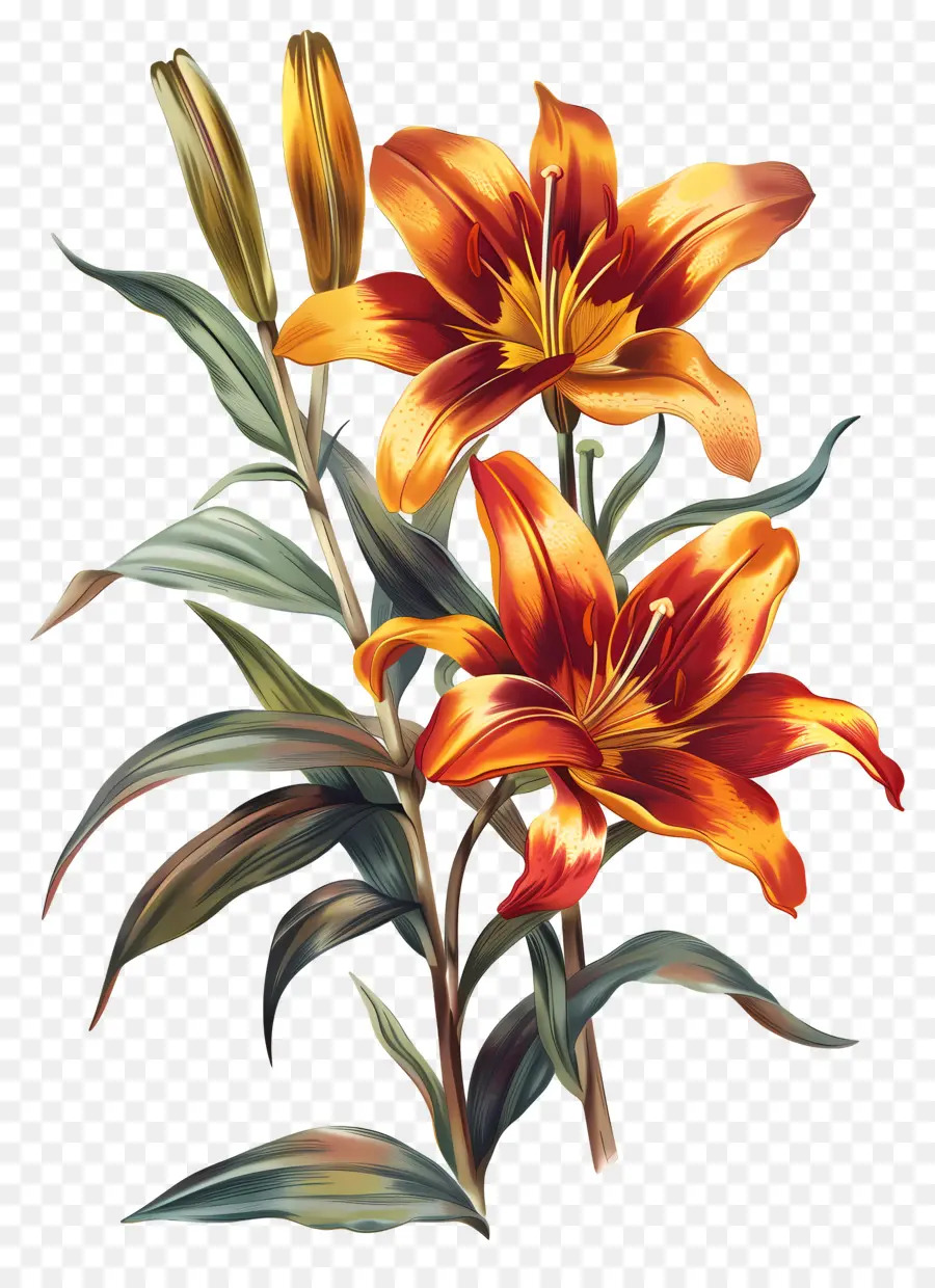 Bunga Lily，Bunga Lili Oranye PNG