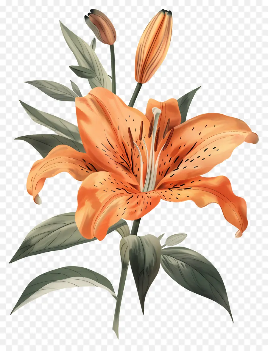 Bunga Lily，Bunga Lili Oranye PNG