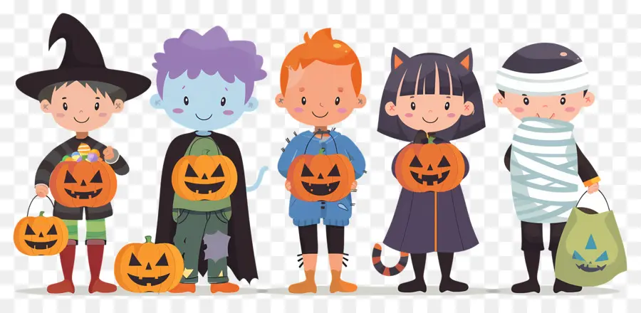 Anak Anak Halloween，Anak Anak Halloween Dengan Kostum PNG