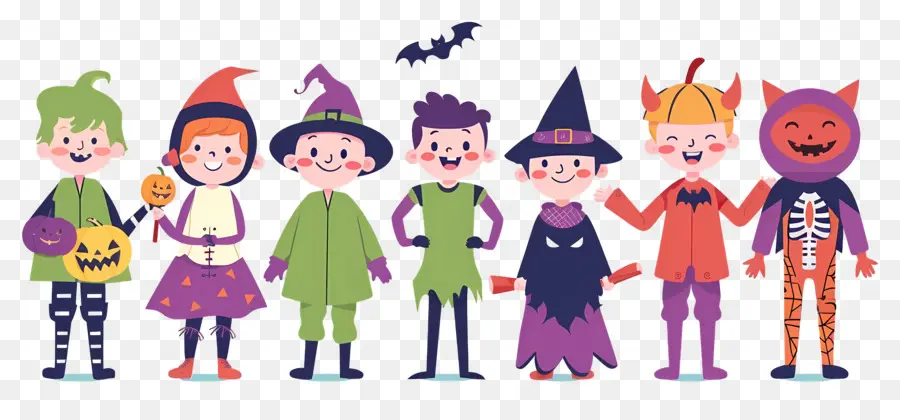 Anak Anak Halloween，Anak Anak Dengan Kostum Halloween PNG