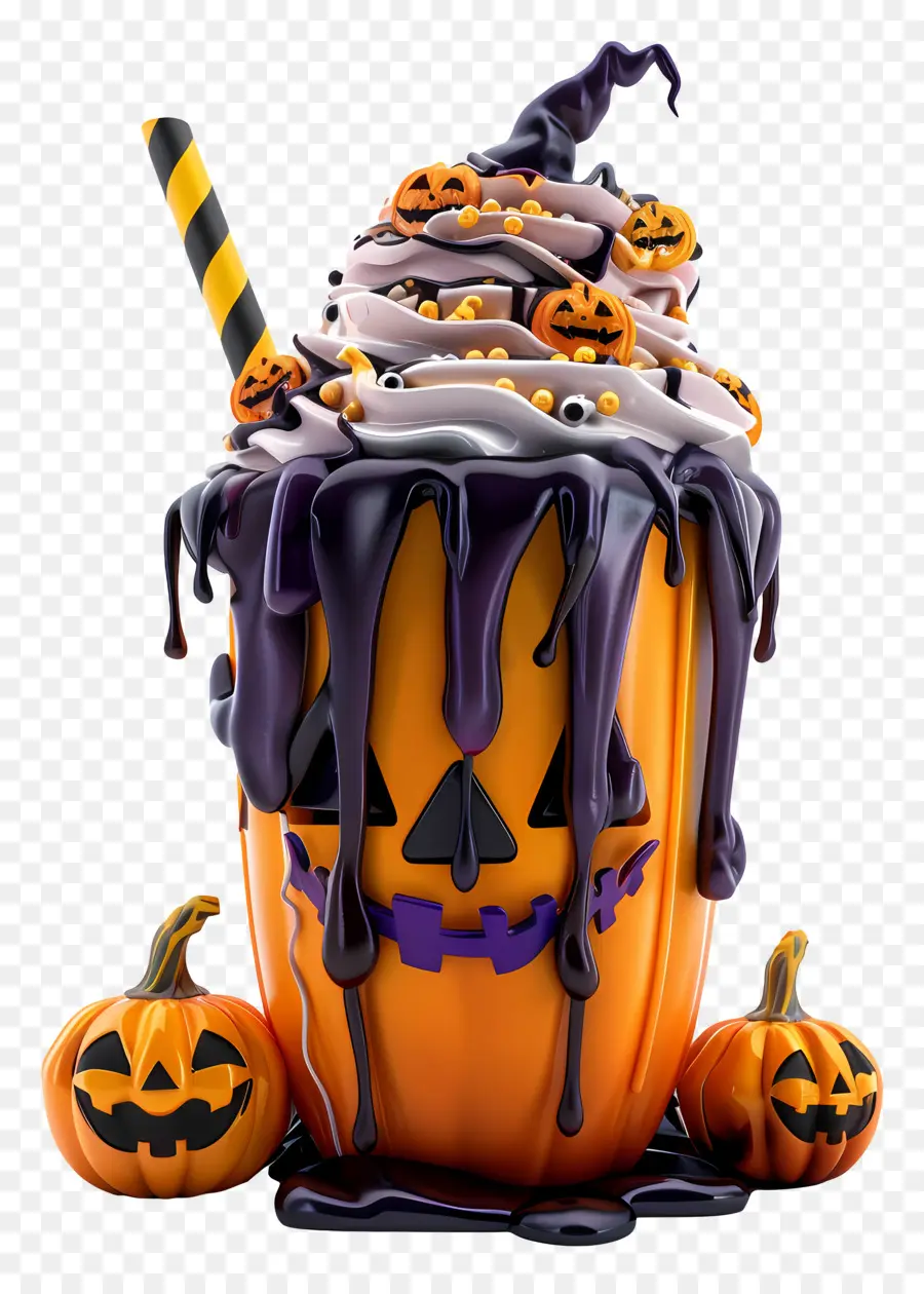 Susu Kocok Halloween，Labu Kuning PNG