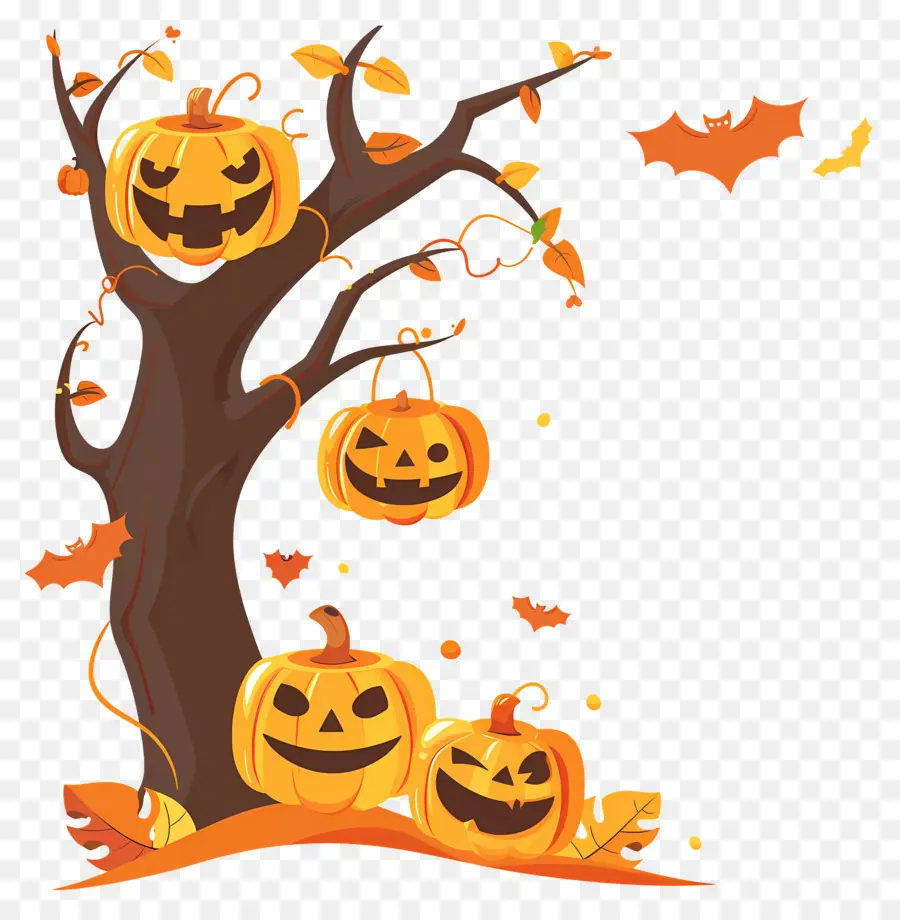 Pohon Halloween，Labu Halloween PNG