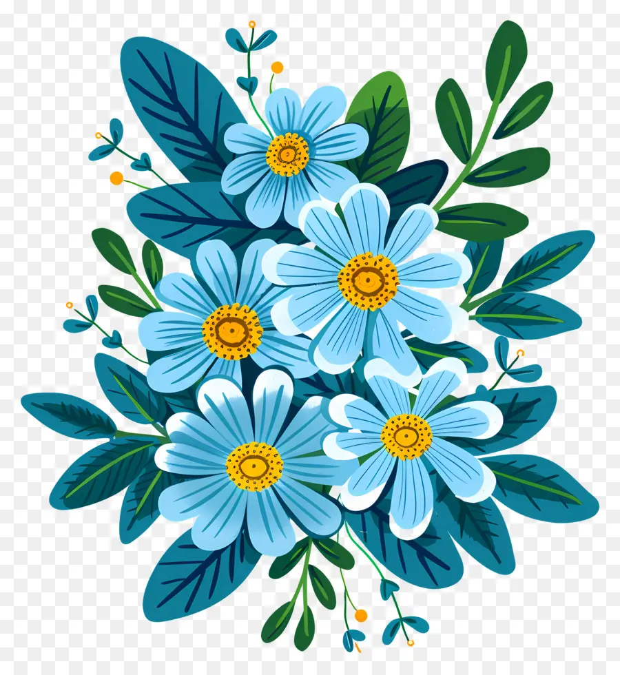 Bunga Daisy，Buket Bunga Biru PNG