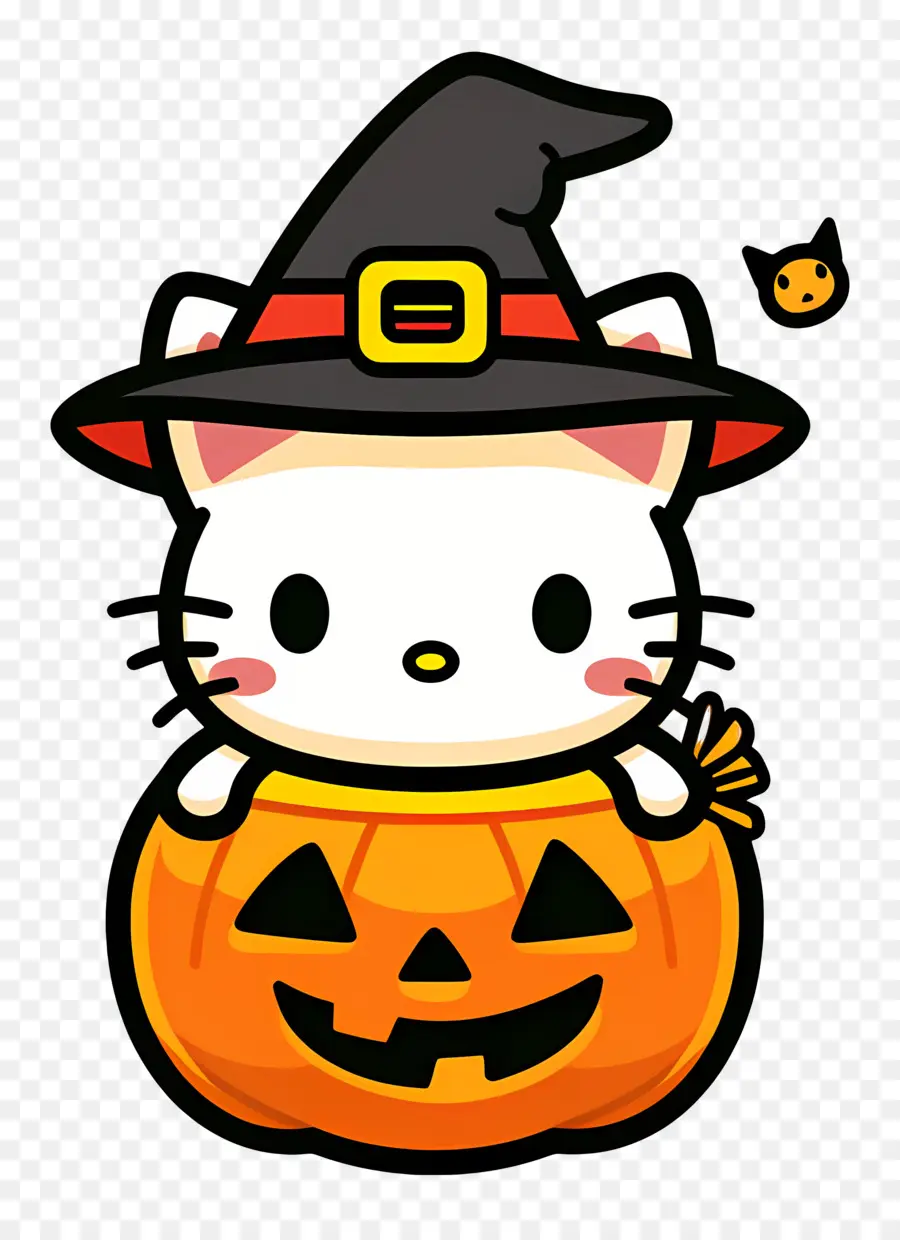 Halo Kitty Halloween，Kucing Dengan Labu PNG