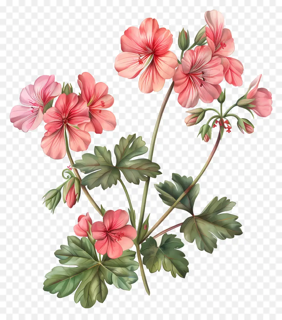 Bunga Antik，Geranium Merah Muda PNG