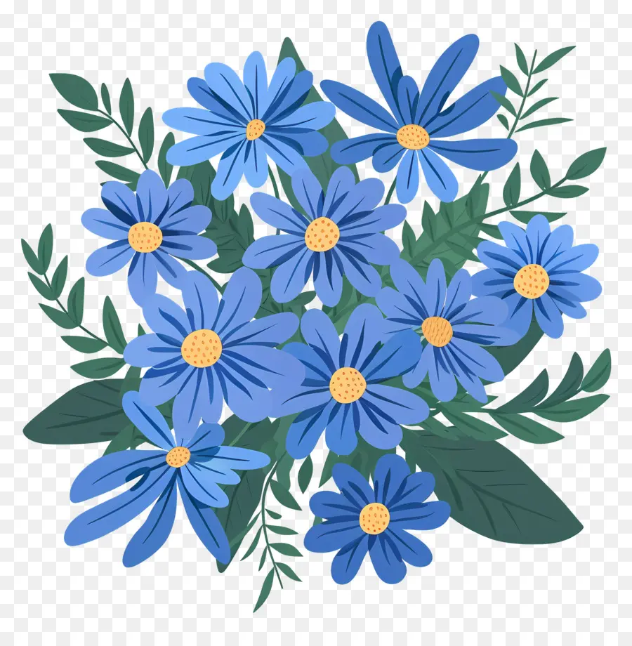 Bunga Daisy，Buket Bunga Biru PNG