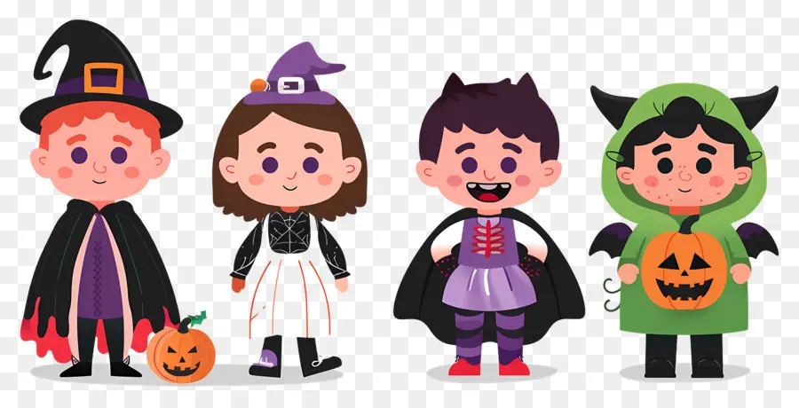 Anak Anak Halloween，Anak Anak Dengan Kostum Halloween PNG