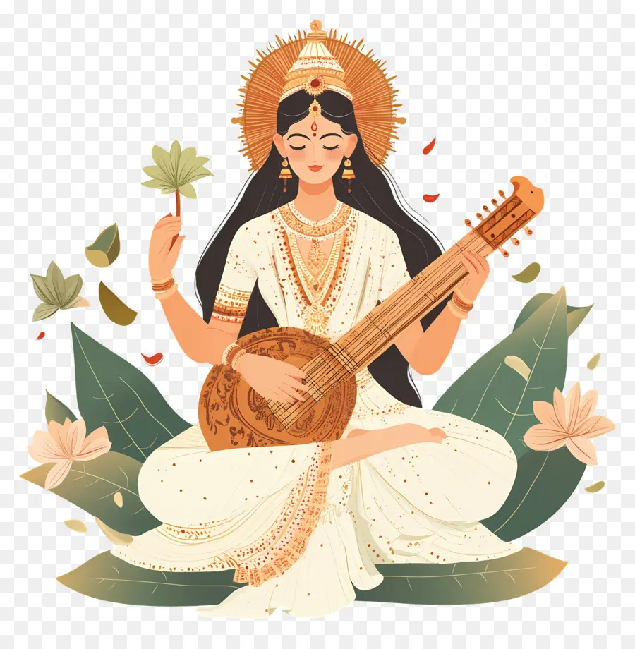 Saraswati，Dewi Dengan Instrumen PNG