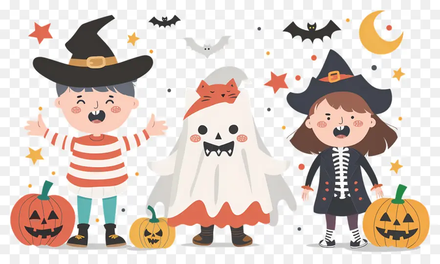 Anak Anak Halloween，Anak Anak Dengan Kostum Halloween PNG