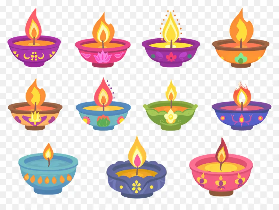 Lilin Diwali，Pastel Diya PNG