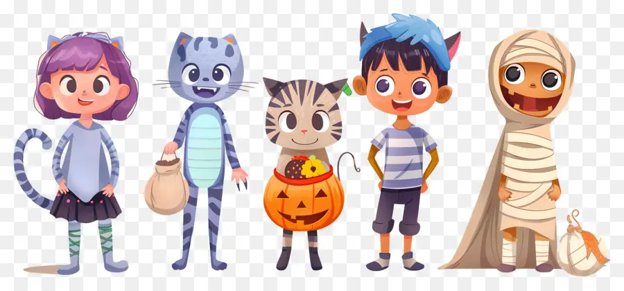 Anak Anak Halloween，Anak Anak Dengan Kostum Halloween PNG