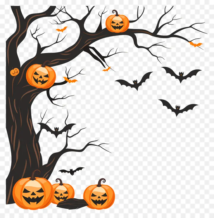 Pohon Halloween，Labu Halloween PNG