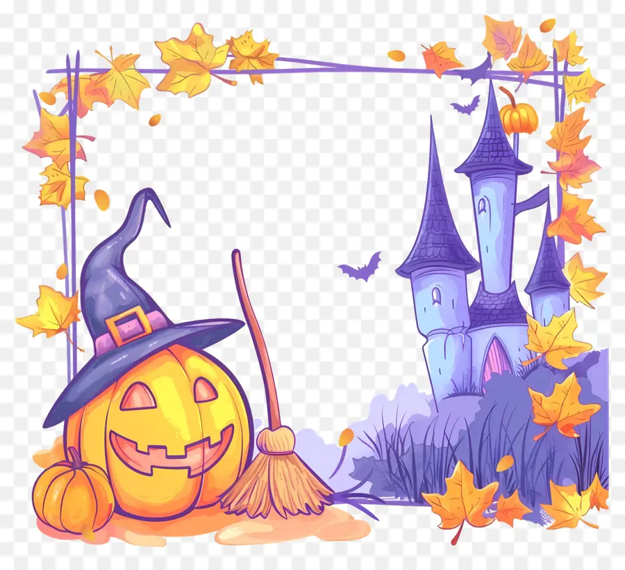 Bingkai Halloween，Labu Kuning PNG