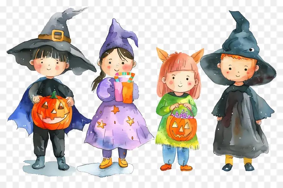 Anak Anak Halloween，Anak Anak Dengan Kostum Halloween PNG