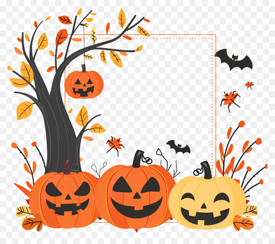 Bingkai Halloween，Labu Halloween PNG