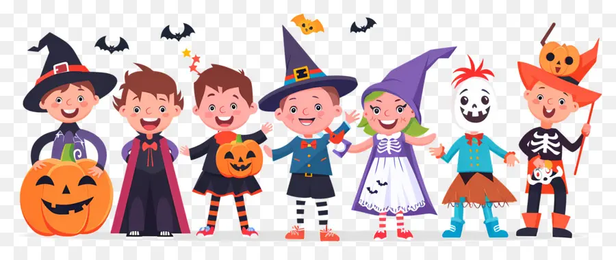 Anak Anak Halloween，Anak Anak Dengan Kostum Halloween PNG