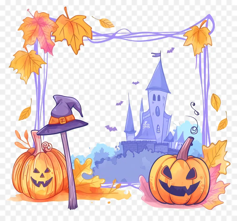 Bingkai Halloween，Labu Kuning PNG