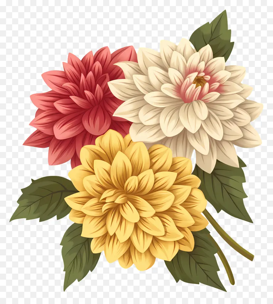 Bunga Dahlia，Bunga Merah Muda Dan Kuning PNG