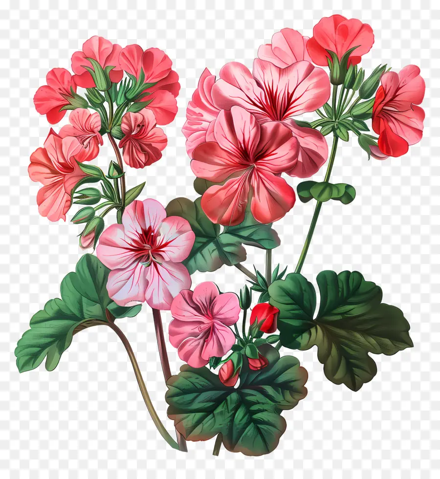 Bunga Antik，Geranium Merah Muda PNG