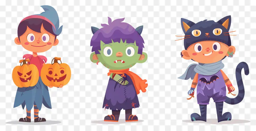 Anak Anak Halloween，Anak Anak Halloween Dengan Kostum PNG