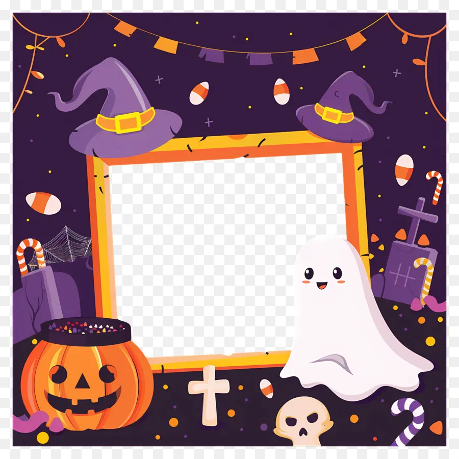 Bingkai Halloween，Bingkai Hantu Halloween PNG