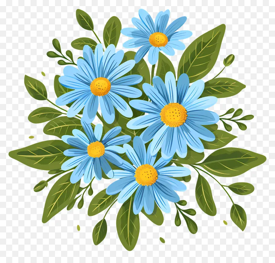 Bunga Daisy，Buket Bunga Biru PNG